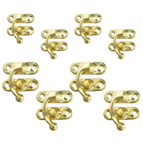 8 Stücke Antike Dekorative Haspe,Vintage Stil Verriegelung Gold,Box Latch Hasps Gold 2 Größen,Schwenkarm Knüpfhaken Links,Vintage Gold Knüpfhaken für Schmuck Holzkiste,Wein,Geschenk