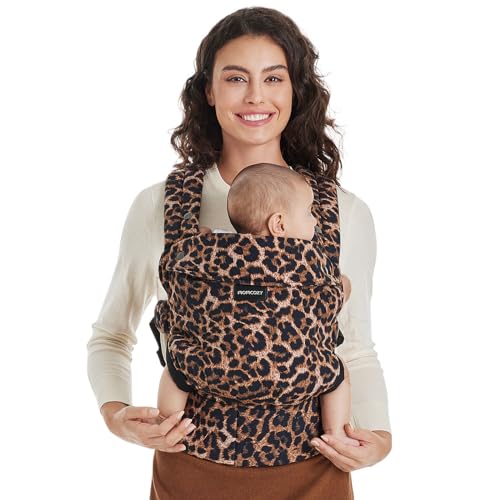 Momcozy Babytrage - Ergonomisch, gemütlich und leichtgewichtig, geeignet für 3-20 kg, einfach anzulegen, ideal für freihändiges Elterndasein, Leopard