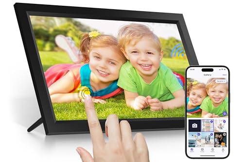 Tibuta 15.6 Zoll WiFi Digitaler Bilderrahmen, 1366x768IPS Touchscreen, Teilen von Fotos oder Videos über Uhale -Anwendungen, automatisch drehen, Muttertages für den Muttertag