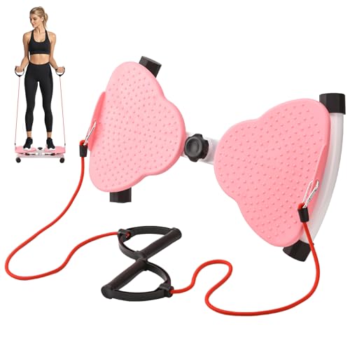 LTFIOON Twist Board,Twist Waist Disc Board mit Kordelzug,100KG Tragkraft,Stehendes Bauchübungsbrett,Twist Board Abnehmen Geräte für Fußmassage, Gewichtsverlust,Taillentwister für Zuhause/Büro (Rosa)