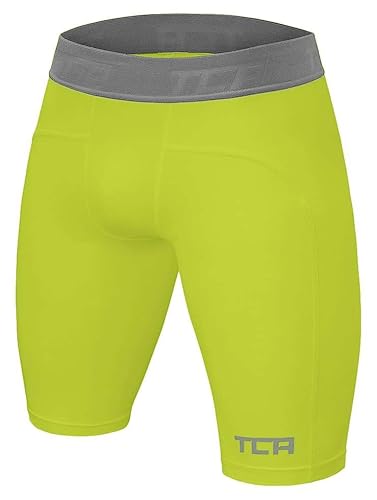 TCA Jungen Pro Performance Kompressionsshorts, Schnelltrocknendes Baselayer Unterhose Tights Kurz Hose Laufunterwäsche - Licht Grün, 10-12 Jahre