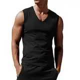 Shirts für Herren, Erwachsene, Herren, Frühling, Sommer, lässig, ärmellos, Tank-Top, Bluse, Herren-T-Shirt, Schwarz , XL
