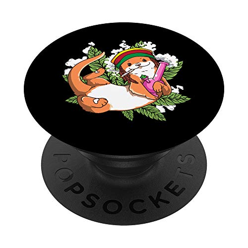 Hipster Sea Otter Smoking Hookah Nargileh Snuff Smoker Gift PopSockets PopGrip: Ausziehbarer Sockel und Griff für Handys/Tablets mit Tauschbarem Top