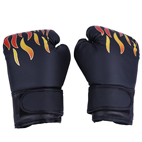 Taekwondo Muay Thai Boxen für Kinder, aus Leder, für Training, Kampf, Fitness, Fitnessstudio, geeignet für Kinder von 7 bis 13 Jahren, Schwarz (Schwarz)