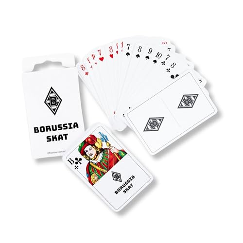 Borussia Mönchengladbach Skatspiel | Offizieller Fanartikel Fohlenshop | 32 Blatt | Kartenspiel im Gladbach-Design | Mit Rautendruck, Spielkarten
