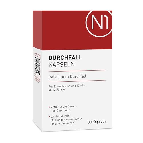 N1 Durchfall Kapseln 30 St. - Medizinprodukt bei akutem - Verkürzt die Durchfalldauer, lindert Bauchschmerzen & die Behandlung