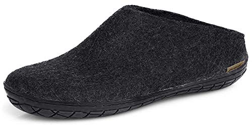 Glerups Hausschuhe Herren und Damen Größe 48) | Komfortable Filzpantoffeln mit Gummisohle | Praktische Pantoffeln Damen & Herren | Hausschuh aus reiner Naturwolle | Comfortable Slippers Women & Men