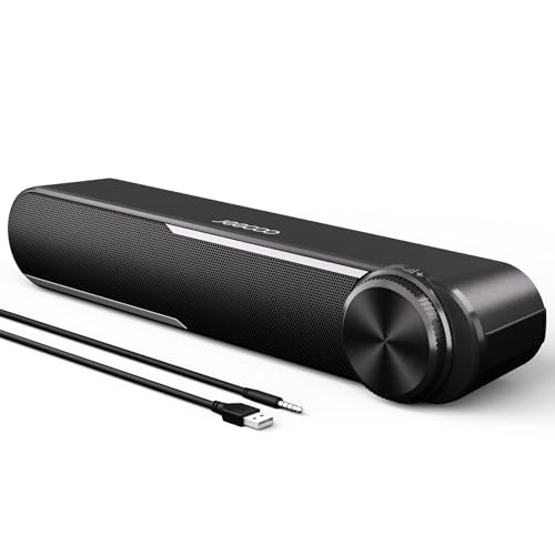 Jeecoo A30 PC Lautsprecher,Computer Lautsprecher für Pc,USB Powere PC Soundbar Schwarz, Lautsprecher Boxen für Pc, Laptop,Monitor,Ipad,Tablets,Smartphone (USB+3.5mm