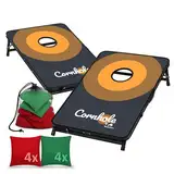 CampFeuer Offizielles Cornhole Spiel Outdoor | Spiel Set mit 2 Boards, 8 Wurfsäckchen mit Aufbewahrungsbeutel | 90 x 60 cm | Sackloch Spiel, Wurfspiel, Bean Bag Game, Gartenspiel, Corn Hole Game