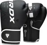 RDX Boxhandschuhe, Muay Thai Kickboxen Sparring, Maya Hide Leder Kara Boxing Gloves Männer Damen, Boxsack Punchinghandschuhe, Kickboxhandschuhe MMA Kampfsport Training Schwarz Adult 8 10 12 14 16oz