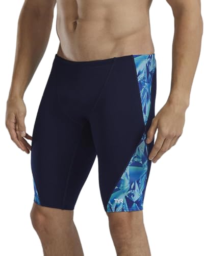 TYR Herren Durafast Elite Solid Jammer Badeanzug Badehose, Blau/Grün kristallisiert, 30