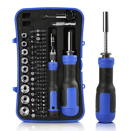 77Pcs Schraubendreher Bit Set Reparatur Kit mit Integriertem Magnetisierer für Computer, PC, Laptop, Xbox, Heimwerken, Zuhause und Büro (Blau)