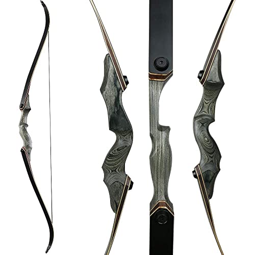 Huntingdoor 60" Profi Bogenschießen Recurvebogen 30-50lbs Erwachsene Takedown Langbogen Holzbogengriff Jagd Bogen für Rechtshand Sportbogen Bogensportler (30lbs)