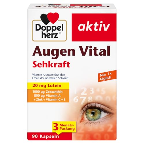 Doppelherz Augen Vital - Mit Lutein & Zeaxanthin - Vitamin A und Zink als Beitrag zum Erhalt der normalen Sehkraft - 90 Kapseln