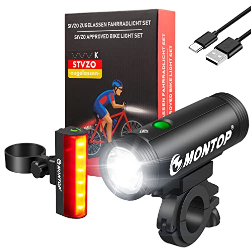 StVZO Zugelassen Fahrradlicht Set USB Akku, LED Fahrradbeleuchtung Fahrradlampe, Bike Light Fahradbeleuchtungsset INKL. Frontlichter & Rücklicht für Kinder und Erwachsene LITESET