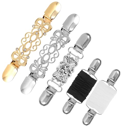 5 Stück Vintage Strickjacke Clips, Cardigan Pullover Clips, Cardigan Clip, Kleid Taillenstraffer, Legierung Cardigan Clip, Kragen Metallclip, Kette Kreative Schal Clips für Umhang Jacke Mantel