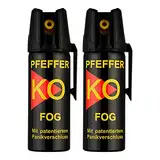 KO Pfefferspray Jet | Fog Verteidigungsspray | Abwehrspray Hundeabwehr | zur Selbstverteidigung | Sparset | Made in Germany (FOG 50 ML 2 Stk)