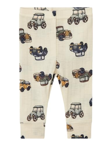 NAME IT Baby - Jungen Nbmwang Wool Needle Longjohn Noos Schlafanzughosen, Weiß, 68 EU