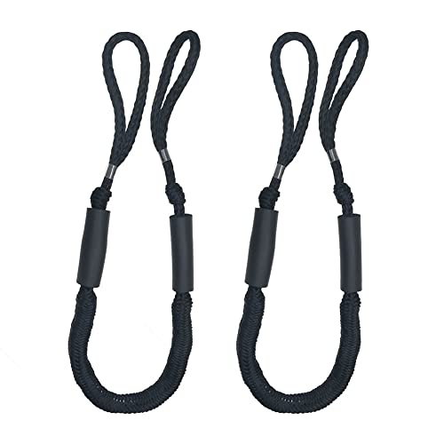 LSYHHXC Festmacherleine 2Pcs Elastische Kai Beiboot Marine Boot Bungee Dock Erweiterbar Linie Festmacher Seile Outdoor Sport Zubehör(Black)