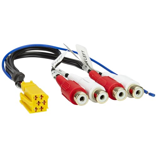 tomzz Audio 7500-010 Line-Out Adapter kompatibel mit Becker Blaupunkt Grundig Mini-ISO gelb 6-pol. 4-Kanal