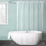 Vueinrg Durchsichtiger Duschvorhang 180x200 cm mit 12 Ringe Duschvorhang Transparent PEVA Wasserdicht Antischimmel mit Magnet im Saum Badevorhang Shower Curtain für Badewanne Badezimmer