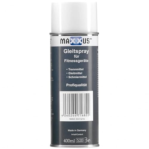 MAXXUS Gleitspray - 400 ml, Universal, Fettfrei, Temperaturbeständig - Schmiermittel, Silikonspray, Trennmittel für Fitnessgeräte (Crosstrainer, Ergometer, Kraftstation, Rudergerät, Bike)