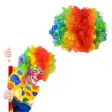 Regenbogen Clown Perücke,Bunte Clown Kostüm Zubehör,Lustige Lockenperücke Perücke Clown für Karneval und Fasching,Clown accessoires,Witzige Clown Kostüm für Kinder und Erwachsene,Unisex,1 Stück