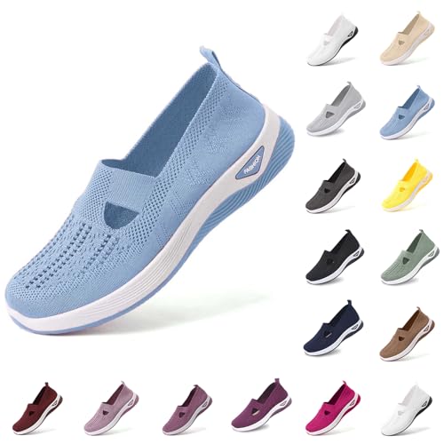 Orthopädische Schuhe Damen Walkingschuhe Damen Leicht Weite H Vermascht Atmungsaktive Lässige Komfort Laufschuhe Bequeme Outdoor Sommerschuhe Turnschuhe Slip on Sneaker Frauen