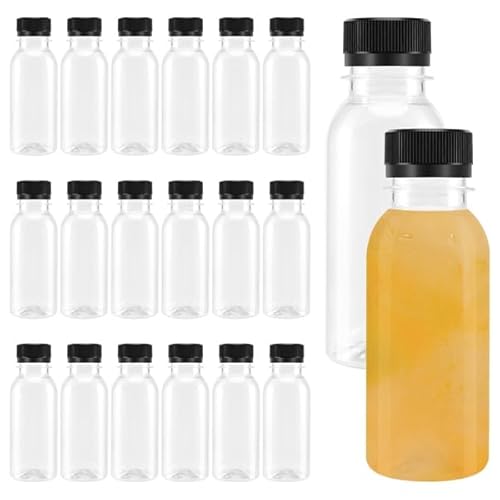 Povxlum 20 Stück 120ml Leere Flaschen Kunststoff, Saftflaschen zum Befüllen, Plastikflaschen, Leere Plastikflaschen zum Befüllen, Kleine Flaschen zum Befüllen, Plastikflaschen zum Befüllen