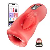 Masturbieren Sex Spielzeug für die Männer - Handfrei Masturbator Cup Mann Blowjob Taschenmuschi, APP Steuerung Silikon Sexspielzeug Elektrisch mit 9 Zungenvibrations- & 3 Saugmodi,Men Solo Vagina Toy