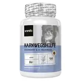 animigo Harnwegshilfe für Hunde - 120 Kapseln für Haustiere - Vitamine mit Cranberry, D-Mannose, Astragalus, Süßholz, Brennnessel & Eibischwurzel - Urinary Aid for Dogs