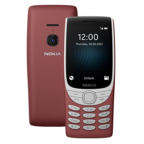 Nokia 8210 Feature Phone mit 4G-Konnektivität, großem Display, integriertem MP3-Player, kabellosem FM-Radio und klassischem Snake-Spiel (Dual-SIM) - Rot