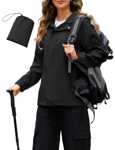 Durio Regenjacke Damen Wasserdicht Faltbar Atmungsaktiv Dünne Regenjacke mit Kapuze Leichte Jacke für Frauen Übergangsjacke Fahrrad Sportjacke 5000mm