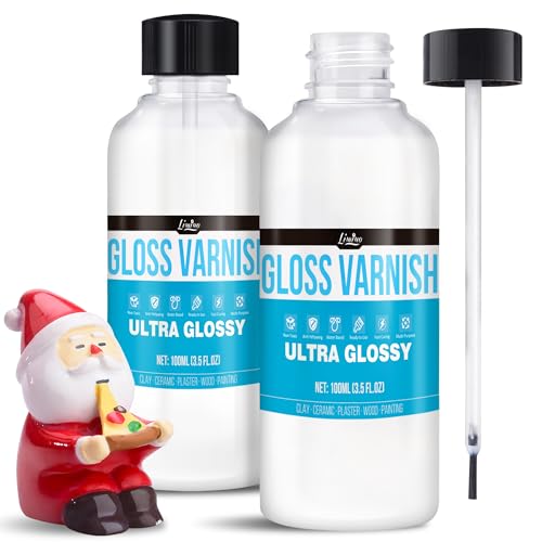 Glanzlack Glasur für Ton Lufttrocknend, 200ml Air Dry Clay Glaze für Modelliermasse Lufttrocknend, Klarlack für Keramik und Airdry Clay, Gloss Varnish Clay Glaze für Acrylfarben, Klarlack Glänzend