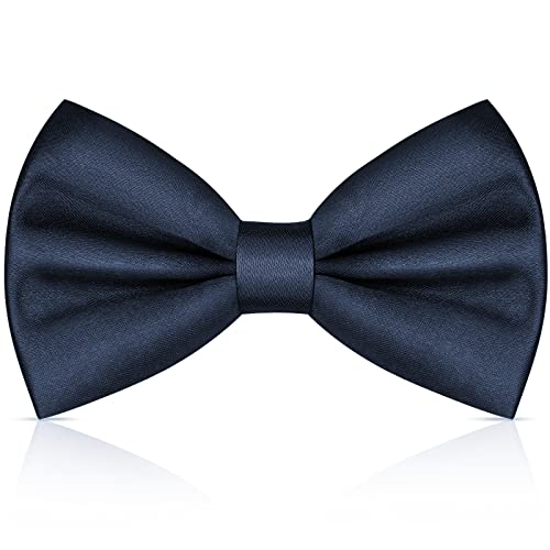 URAQT Fliege Herren, Klassische Einfarbig Fliegen für Männer, Schmale Smoking Fliege Schleife mit Haken, Einstellbar Bow Tie für Hochzeit Party(Dunkelblau)