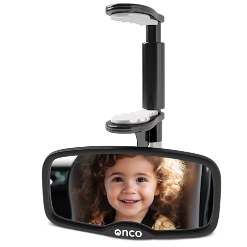 Onco Clip-On Autospiegel Baby Rücksitz - 100% Bruch- und Rüttelsicherer Baby Autospiegel für Nach Vorne Gerichtete Kindersitze, Spiegel Auto Baby Rückbank, Rückspiegel Auto, Auto Spiegel für Baby