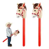 2 Stück Hobby Horse,Steckenpferd,für Kinder Pferde,Stockpferd Aufblasbaren Aufblasbares,Hors Bastelset Hobbyhorse,Horsing Pferd Pferdekopf,Pferdespielzeug Steckenpferde Steckpferd Stick 100*26 mm