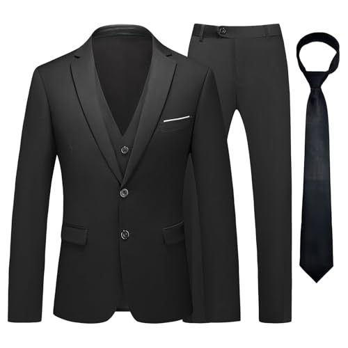 KUDMOL Herren Anzug 3 Stück Zwei Knöpfe Business Hochzeit Smoking