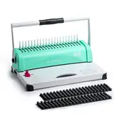 OFFNOVA Bindemaschine, 21 Löcher, 450 Blatt, Papierkammbindemaschine für Briefgröße/A4/A5-Papier, leicht zu stanzender Griff, verstellbarer Rand, Buchbinder mit 100 Stück 3/8 Zoll Kammbinderücken
