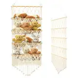 KTCINA Stofftier Aufbewahrung 120–125 cm Kuscheltier Aufbewahrung mit Netztasche Hängend Kuscheltier Netz Deko Spielzeug Hängematte Spielzeug Organizer Aufbewahrung Kinderzimmer Spielzimmer (Beige)