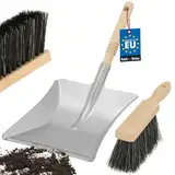 KOTARBAU® Handfeger und Schaufel mit Holzstiel verzinkter Stahl Kehrblech und Handfeger Metall Kehrgarnitur Handbesen mit Schaufel Handfeger Holz Kehrschaufel Metall Schaufel- & Besensets