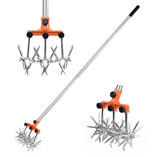 BARAYSTUS Kreiselgrubber Einziehbarer Langstiel Grubber Wetterfester Gartengrubber Aus Edelstahl Mit Abnehmbaren Zinken Kultivatorset Zum Bodenmischen Rotary Cultivator Garden Rotary Tiller