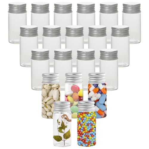 Kleine Glasflasche, Reagenzglas, 20 Stück 20ml kleine Glasflasche Glas Reagenzgläser, Reagenzgläser mit Schraubverschluss, Flaschen Kleine Glasflaschen zum Befüllen, für Süßigkeiten, Labor, Blume