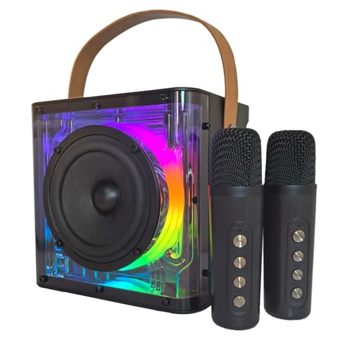 Karaoke Maschine, Karaoke Anlage mit 2 Mikrofonen, Lautsprecher mit Mikrofon, PA-System für Heimparty, Sitzung, Hochzeit, Picknick, Kirche, Gifit