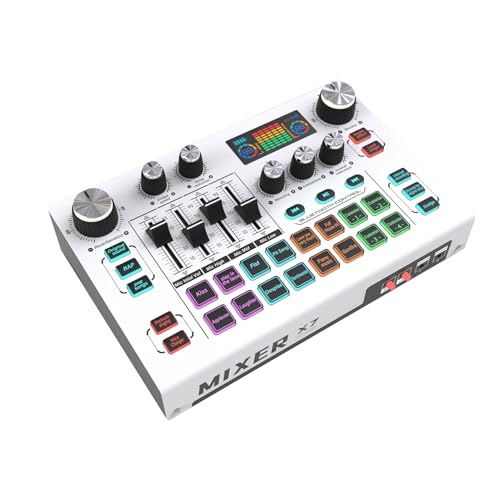 Docooler Externe Live-Soundkarte, Audio-Mixer-Board, für Live-Streaming, Musikaufnahme, Karaoke, Singen, Gaming, 16 Ausweichgeschwindigkeiten, 12 Spezialeffekte, 4 benutzerdefinierte Effekte