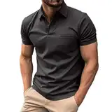 Generisch Herren Poloshirt Kurzarm Baumwolle Polohemd Atmungsaktiv Kragen Polo Arbeitsshirt Baumwoll Polo T-Shirt Poloshirts Herren Herren Poloshirt Kurzarm Schwarz Baumwolle