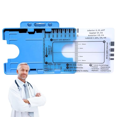 Ecg 7 Step Ruler,Ecg/Ekg 7 Step Ruler Card,Tragbares Ecg Ruler Plastic Ruler Measuring Tool,Bietet Datenunterstützung,Verschleißfest und Langlebig,Geeignet für Ärzte,Medizinstudenten Usw.