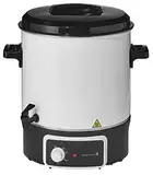 Weihnachtsmarkt Gastro Einkochautomat für Einkochen und Heißgetränke mit Zapfhahn, 25 Liter, 1800 Watt, Emailie, geschlossener Boden, Ablaufhahn, weiß, Designed in Düsseldorf
