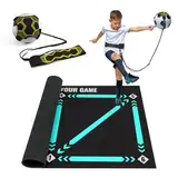 Fussball Matte Fußball Schritt Trainingsmatte mit Fußball Kick Trainer, Fussballmatte Training Ballkontrolle mit Solo Fußball Trainer Soccer Practice Training Fussball Trainingszubehör für Anfänger