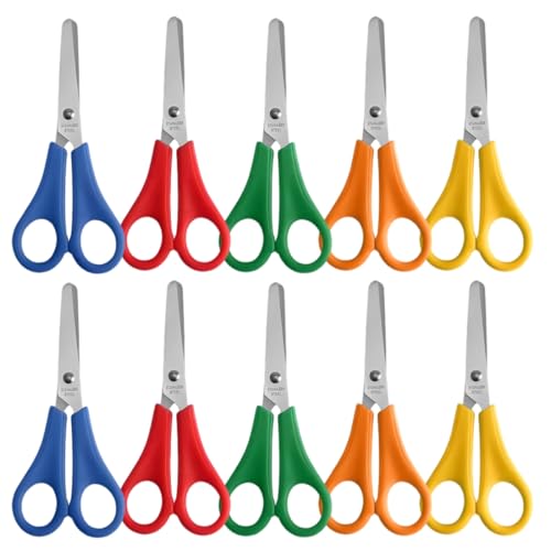 CPJJ 10 Stück Kinderschere,Schere Schule 1.Klasse Kinderscheren Klein Büroschere Mit Skala Bastelscheren Set Für Diy Handwerk(5 Farben)
